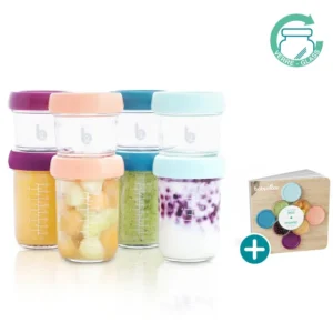 Babymoov - Glass Baby Bowl - Pack of 4 - 220ml With Airtight Container - Pack of 4 - 120 ml